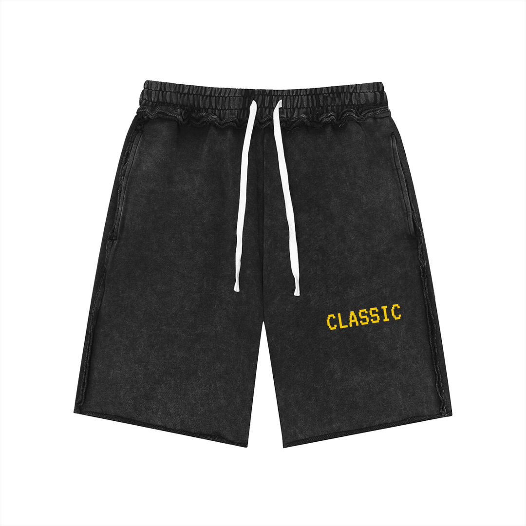 LABORATORY - Unisex Mineral Wash Raw Edge Shorts