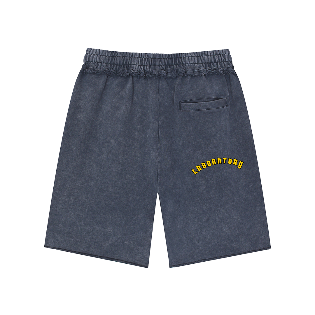 LABORATORY - Unisex Mineral Wash Raw Edge Shorts