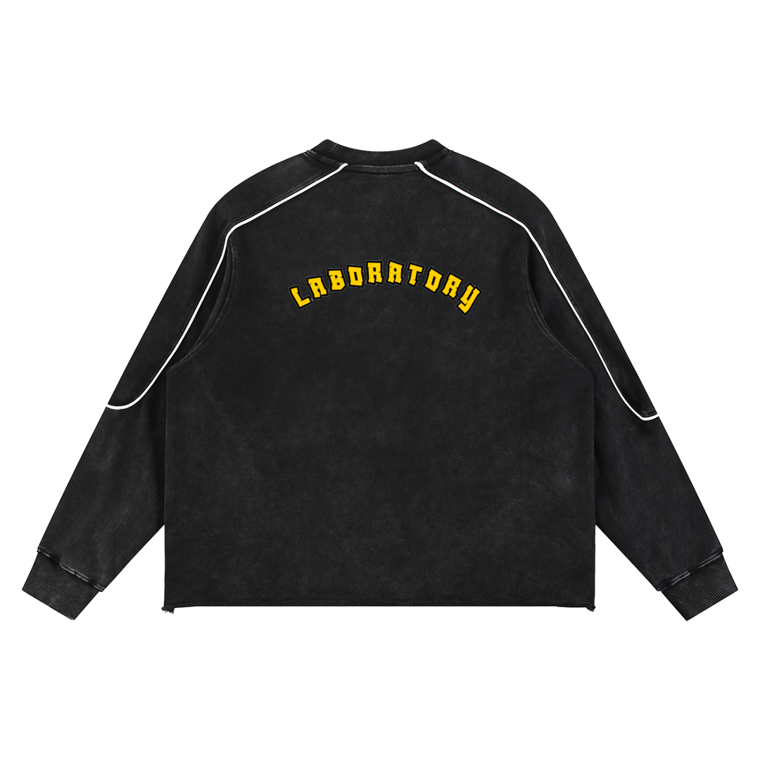 LABORATORY - Mineral Wash Piping Raw Hem Sweatshirt
