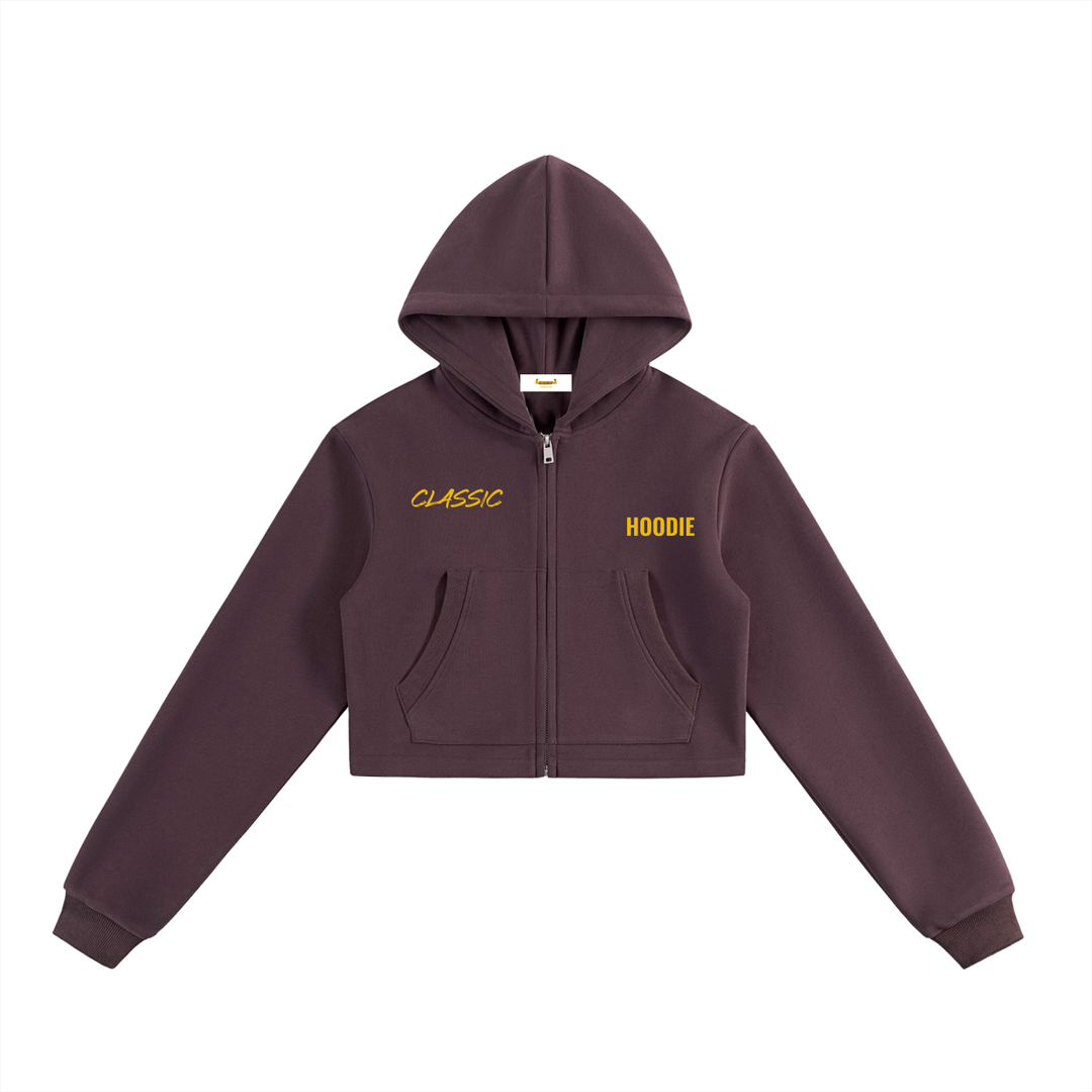 LABORATORY WMS - Essential Cropped Zip-Up Hoodie