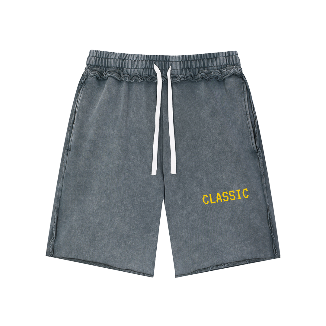 LABORATORY - Unisex Mineral Wash Raw Edge Shorts