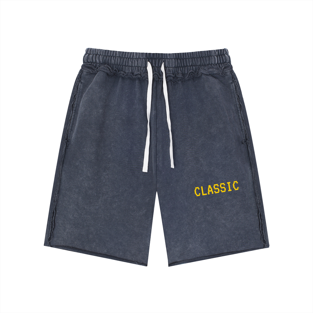 LABORATORY - Unisex Mineral Wash Raw Edge Shorts