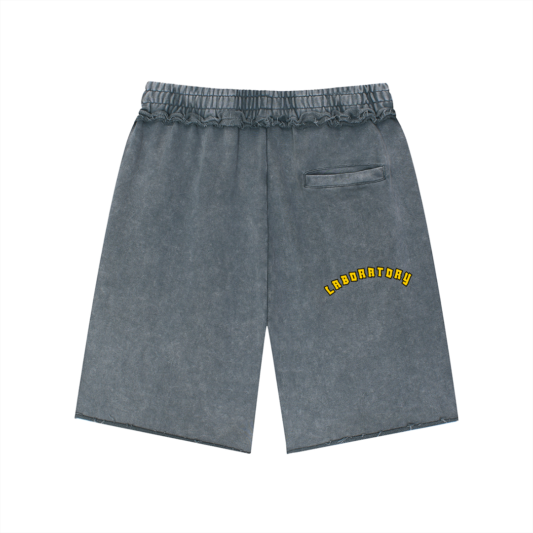 LABORATORY - Unisex Mineral Wash Raw Edge Shorts