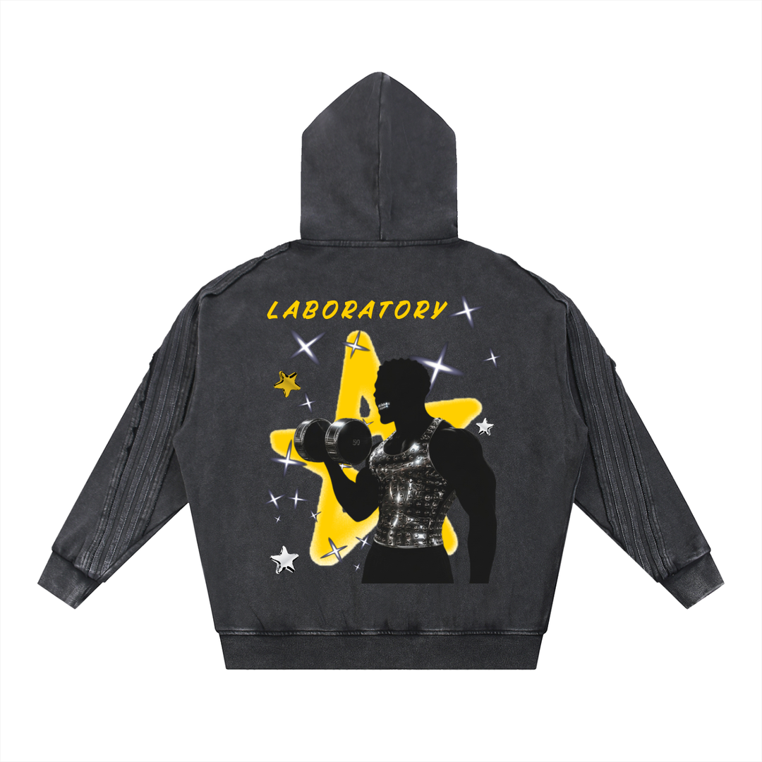 LABORATORY Raw Edge Zip Hoodie - SUPER STAR