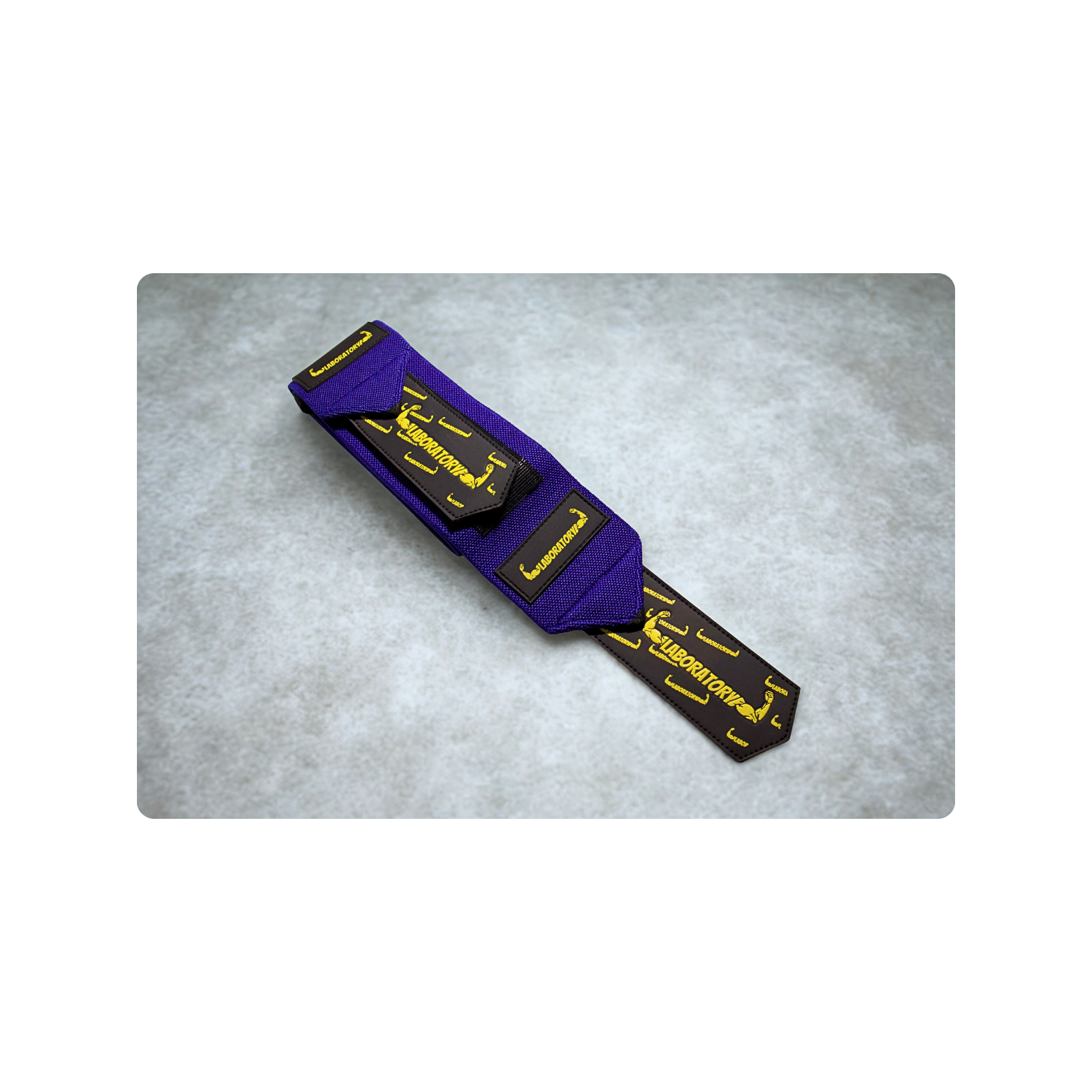 BLUE AND YELLOW LABORATORY WRIST WRAPS V1 WITH GRAY BACKGROUND