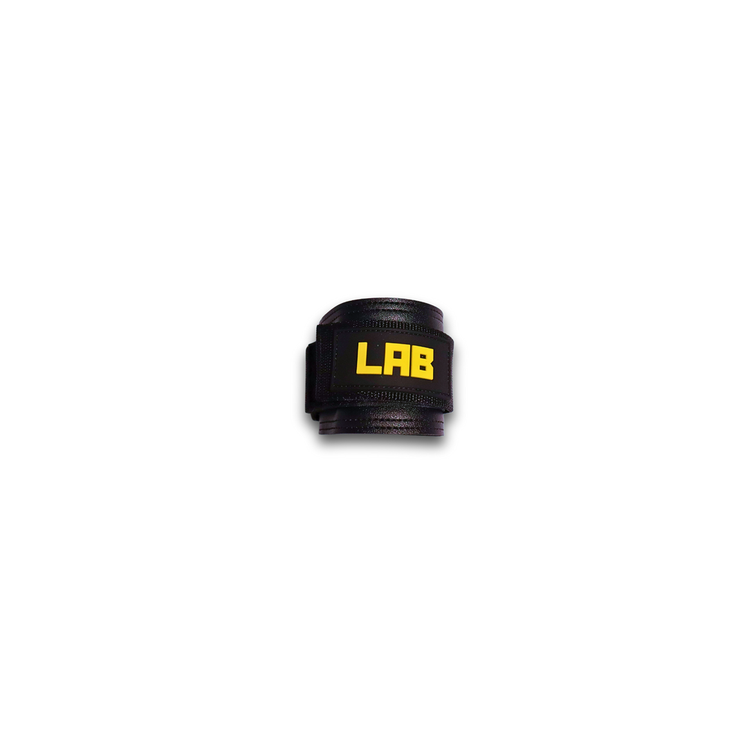 Black ankle cuff with 'LAB' branding on a white background
