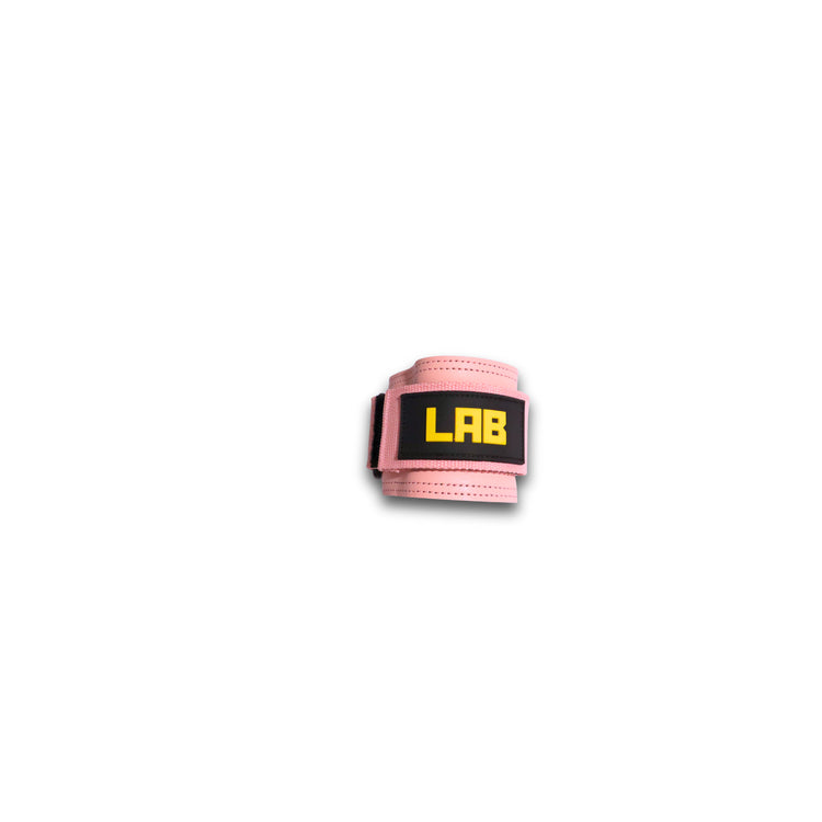 Pink Ankle cuff with 'LAB' logo on a white background