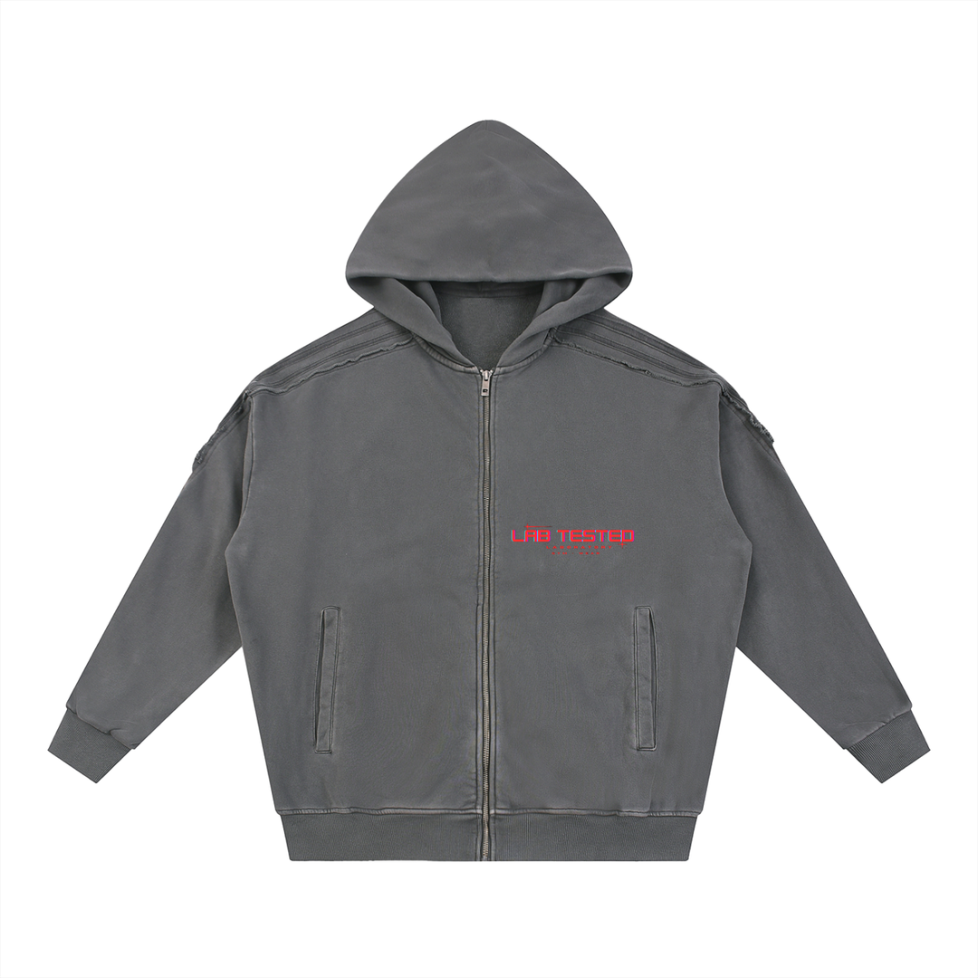 LABORATORY Raw Edge Zip Hoodie - RED BANDIT