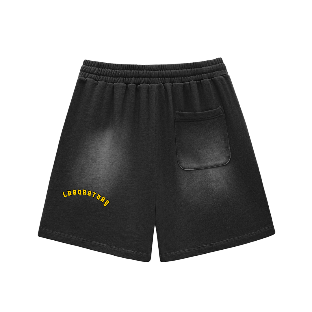 LABORATORY - Sun Fade Raw Edge Cotton Shorts