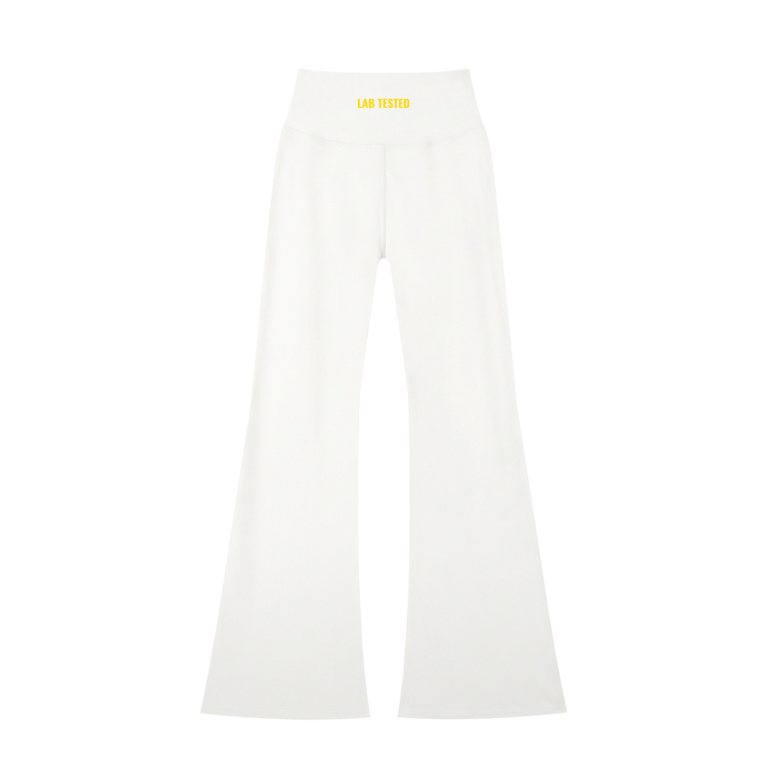 Laboratory Women's High-Waisted Flare Leggings Blue ink logo