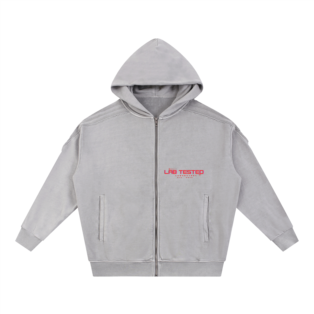 LABORATORY Raw Edge Zip Hoodie - RED BANDIT