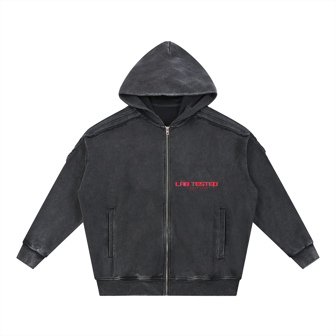 LABORATORY Raw Edge Zip Hoodie - RED BANDIT
