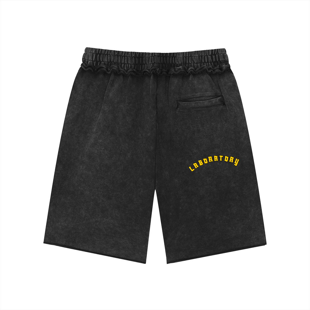 LABORATORY - Unisex Mineral Wash Raw Edge Shorts