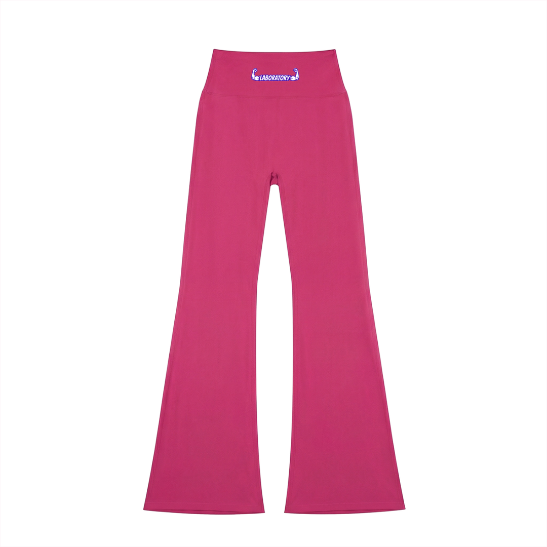 Laboratory Women's High-Waisted Flare Leggings Blue ink logo