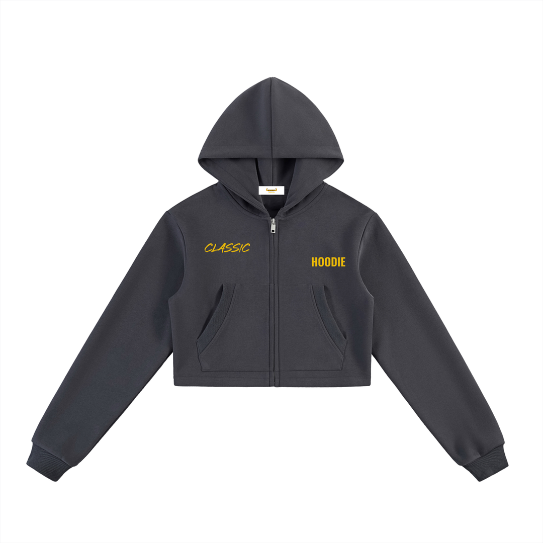 LABORATORY WMS - Essential Cropped Zip-Up Hoodie