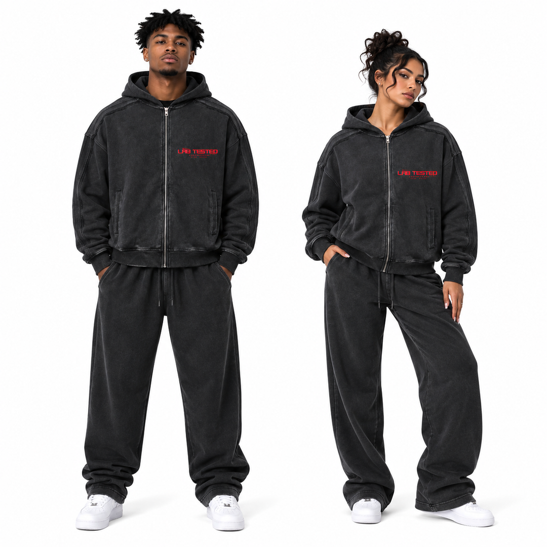 LABORATORY Raw Edge Zip Hoodie - RED BANDIT